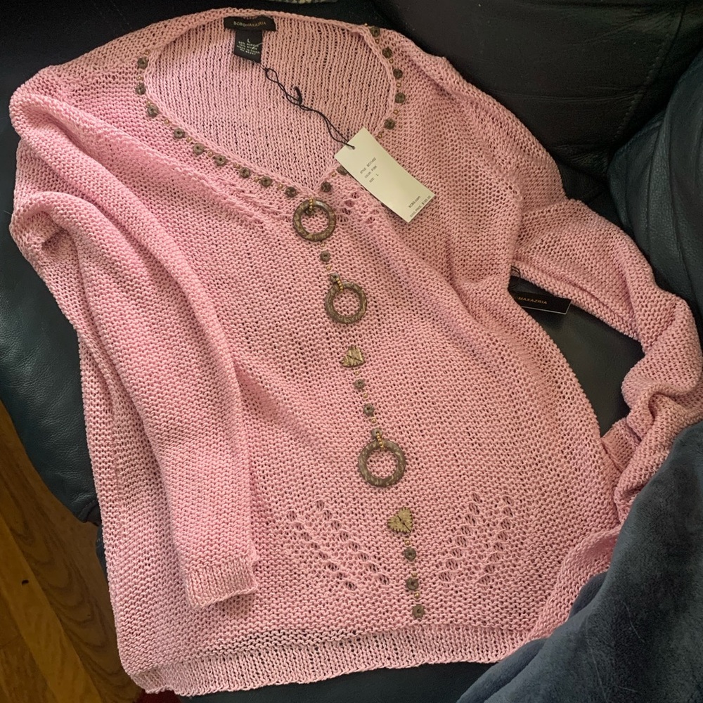 Pink Sweater with Decorative Accents